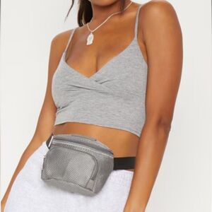 PrettyLittleThing Gray Spaghetti Strap Tank Top